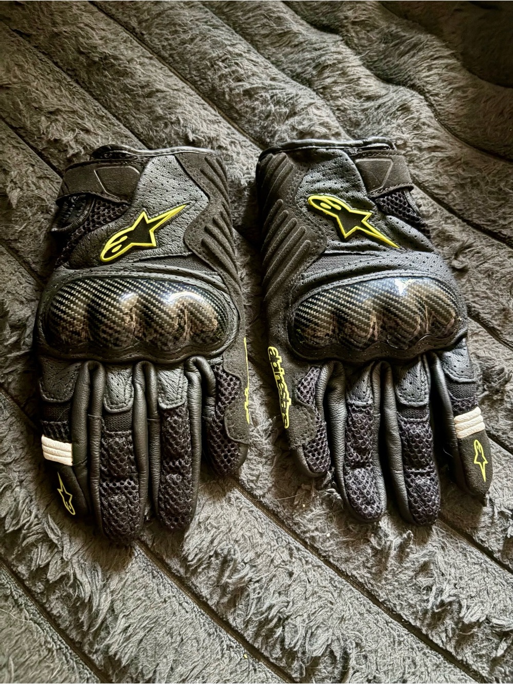 Alpinestars Black Motorcycle Gloves with Yellow Logos